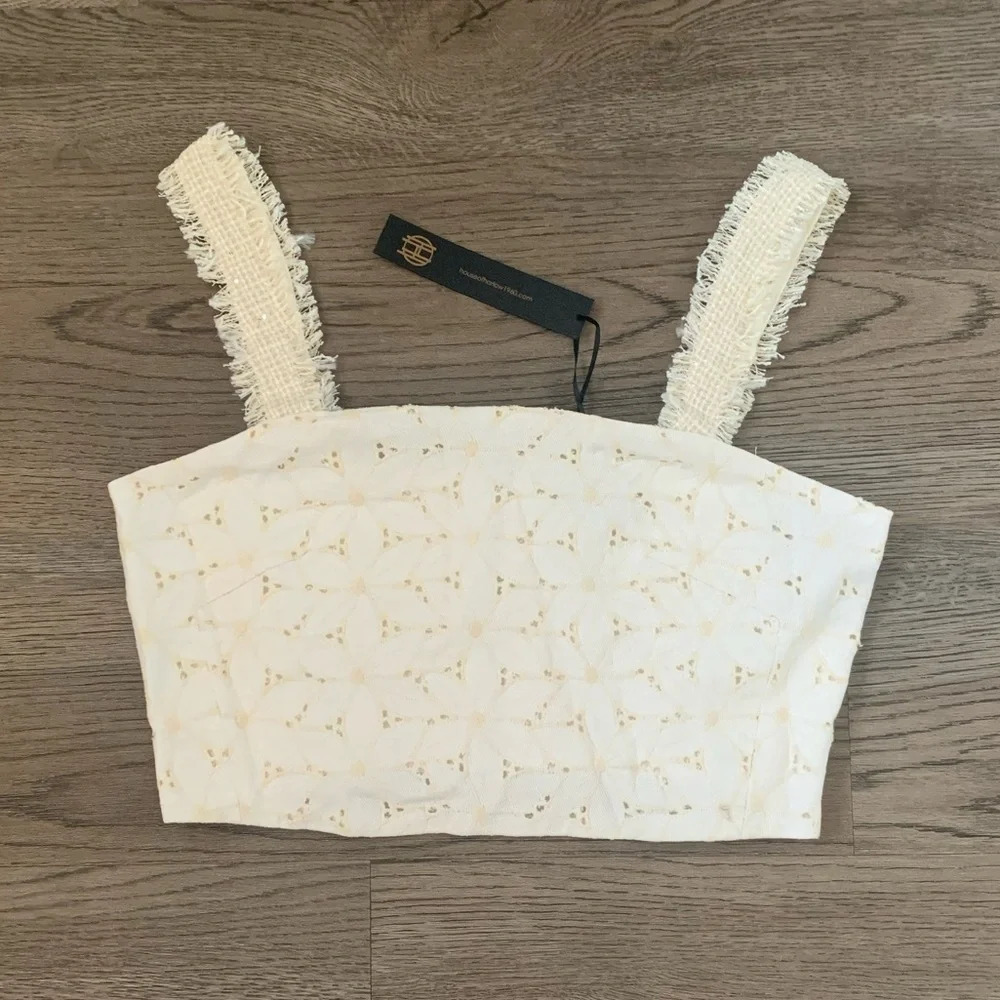 House of Harlow 1960 Eyelet Crop Top - Size M - White - NWT‎ - Picture 3 of 11